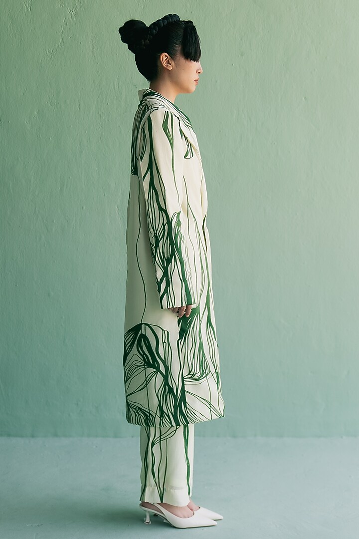 Ivory Cotton Silk Printed Co-Ord Set by Esha Arora at Pernia's Pop Up Shop