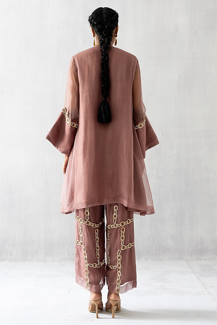 Pale Mauve Embroidered Kurta Set by Esha Arora at Pernia's Pop Up Shop