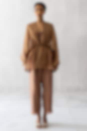 Bronze Organza Tissue Co-Ord Set by Esha Arora at Pernia's Pop Up Shop