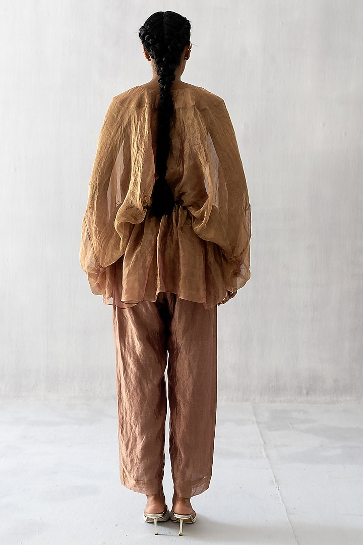 Bronze Organza Tissue Co-Ord Set by Esha Arora at Pernia's Pop Up Shop