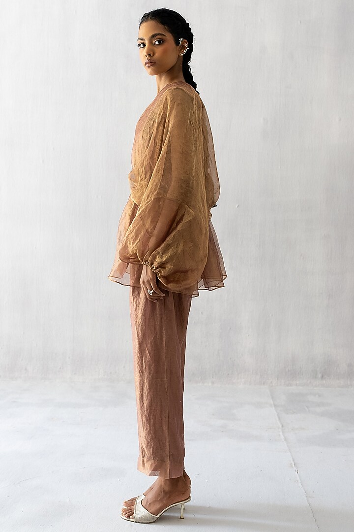 Bronze Organza Tissue Co-Ord Set by Esha Arora at Pernia's Pop Up Shop