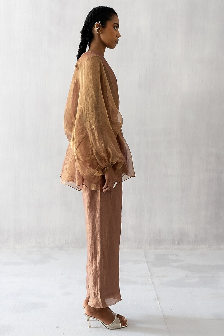 Bronze Organza Tissue Co-Ord Set by Esha Arora at Pernia's Pop Up Shop
