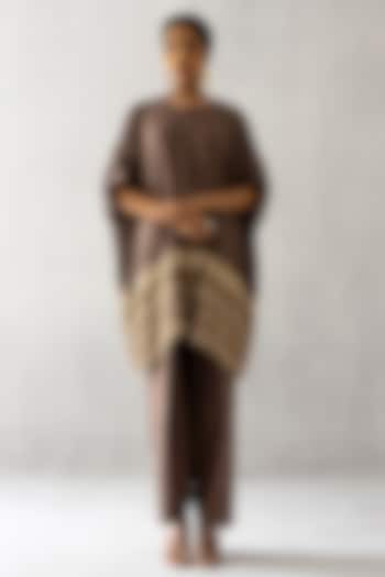 Brown Silk Pearl & Dabka Work Kaftan Set by Esha Arora at Pernia's Pop Up Shop