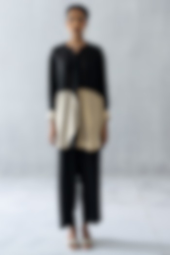 Black Chanderi Silk & Tissue Co-Ord Set by Esha Arora at Pernia's Pop Up Shop