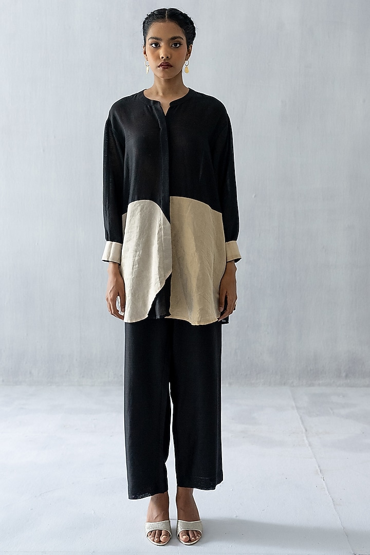 Black Chanderi Silk & Tissue Co-Ord Set by Esha Arora at Pernia's Pop Up Shop