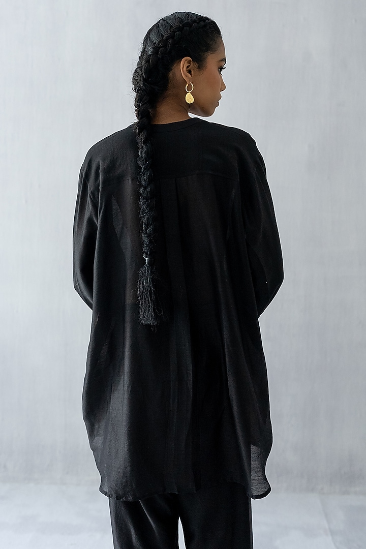 Black Chanderi Silk & Tissue Co-Ord Set by Esha Arora at Pernia's Pop Up Shop