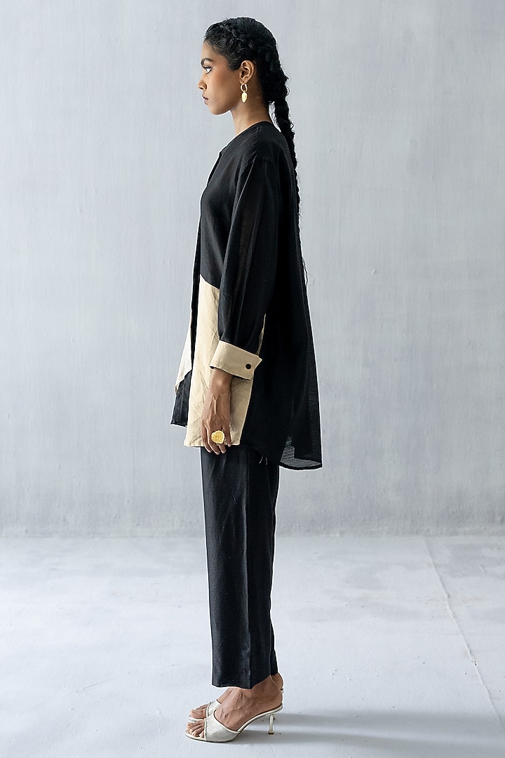 Black Chanderi Silk & Tissue Co-Ord Set by Esha Arora at Pernia's Pop Up Shop