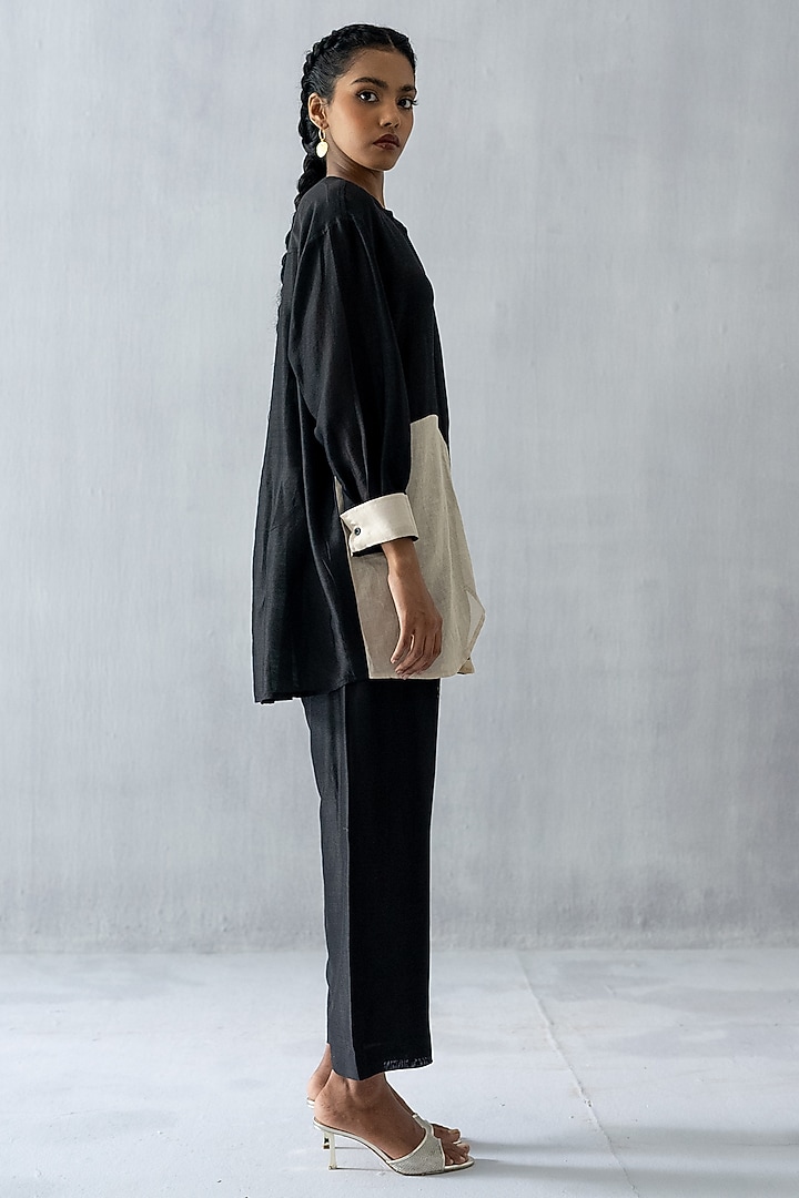 Black Chanderi Silk & Tissue Co-Ord Set by Esha Arora at Pernia's Pop Up Shop