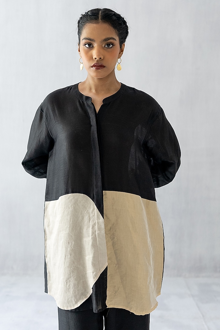 Black Chanderi Silk & Tissue Co-Ord Set by Esha Arora at Pernia's Pop Up Shop