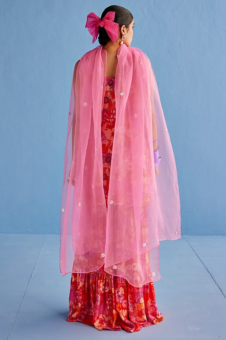 Pink Cotton Silk Printed Party Wear Sharara Set by Esha Arora at Pernia's Pop Up Shop