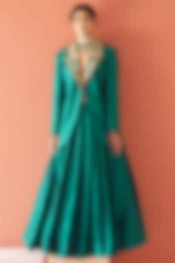 Emerald Green Blazer Set by Esha Arora