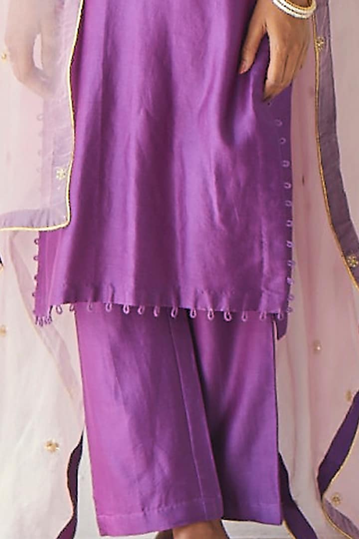 Purple Chanderi Silk Kurta Set by Esha Arora at Pernia's Pop Up Shop
