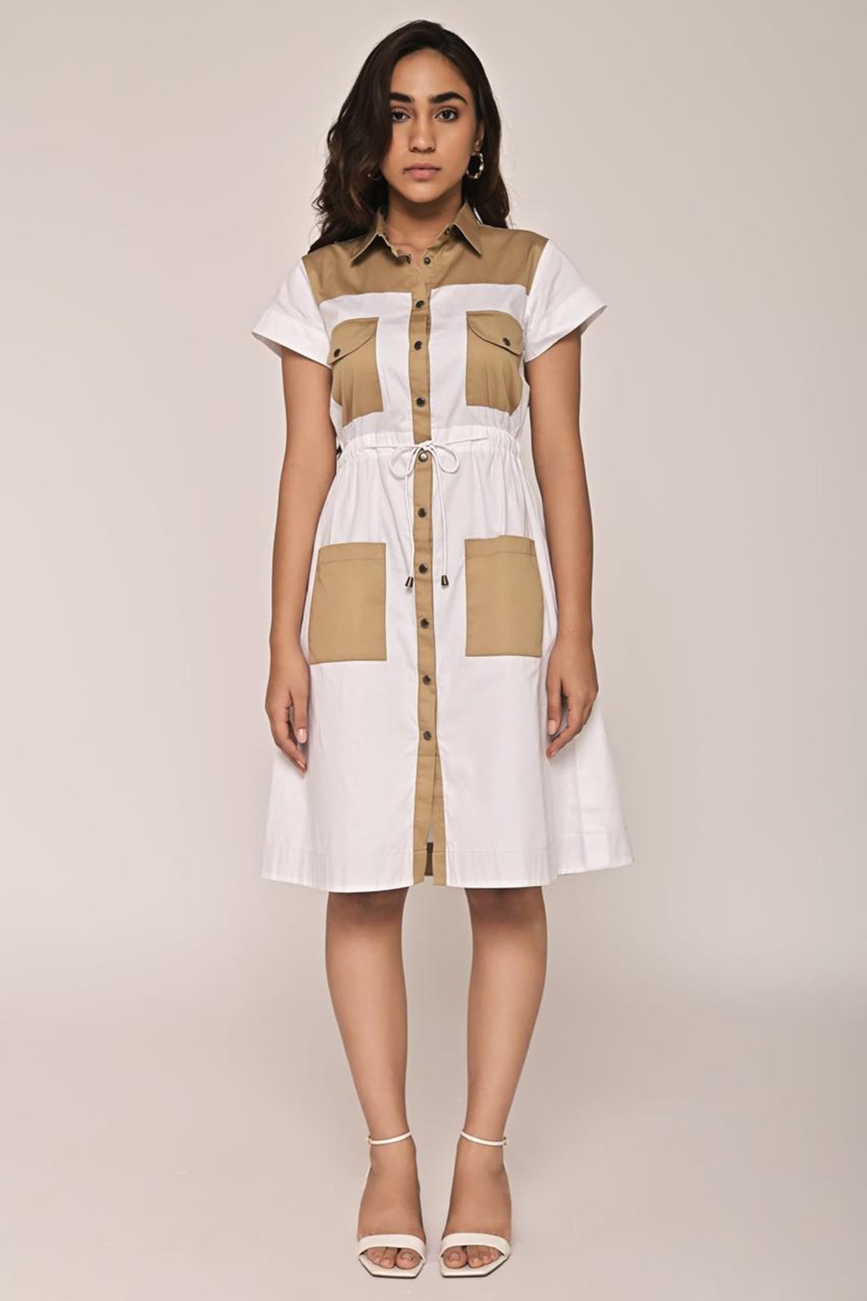 Escape by Aishwarya White & Beige Cotton Dress