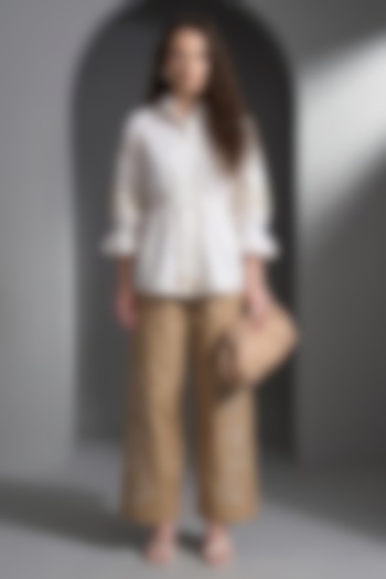 White & Beige Cotton Co-ord Set by Escape by Aishwarya at Pernia's Pop Up Shop