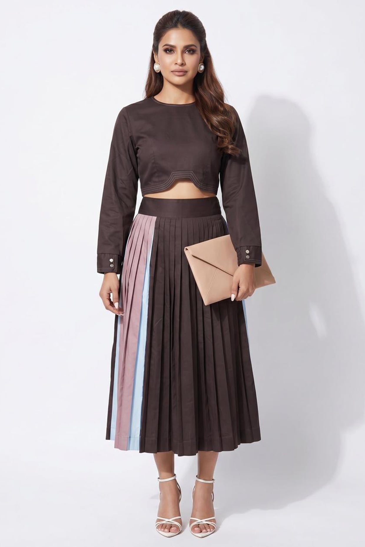 Escape by Aishwarya Coffee-Colored Cotton Skirt Set