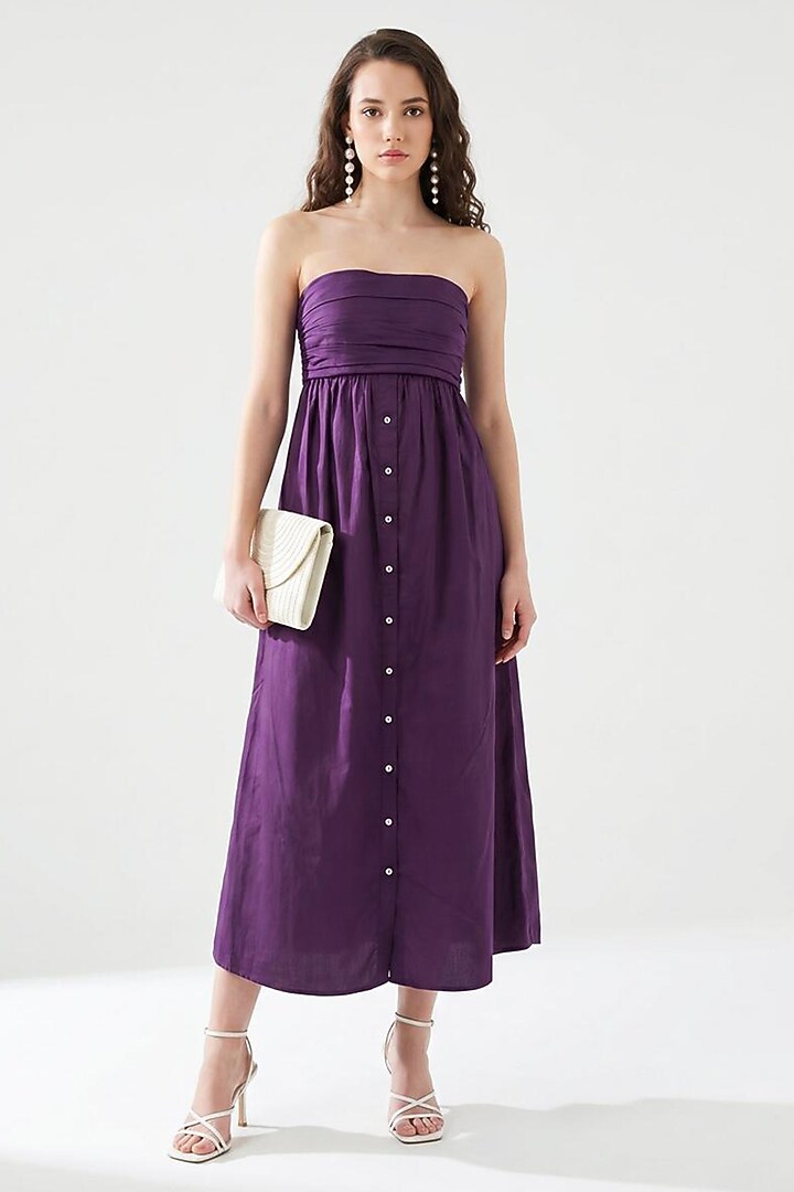 Purple Cotton Midi Summer Dress by Escape by Aishwarya at Pernia's Pop Up Shop