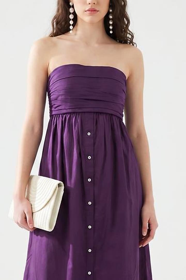 Purple Cotton Midi Summer Dress by Escape by Aishwarya at Pernia's Pop Up Shop