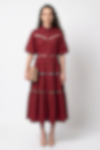 Maroon Cotton Midi Summer Dress by Escape by Aishwarya at Pernia's Pop Up Shop
