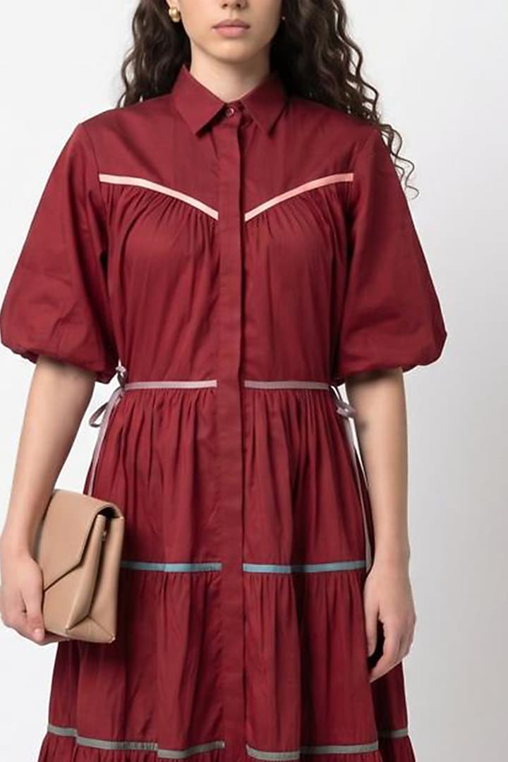 Maroon Cotton Midi Summer Dress by Escape by Aishwarya at Pernia's Pop Up Shop