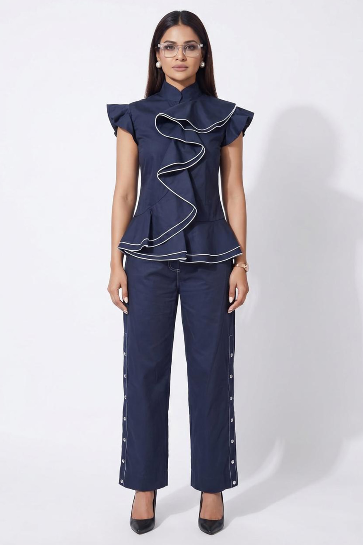 Escape by Aishwarya Navy Blue Cotton Co-Ord Set