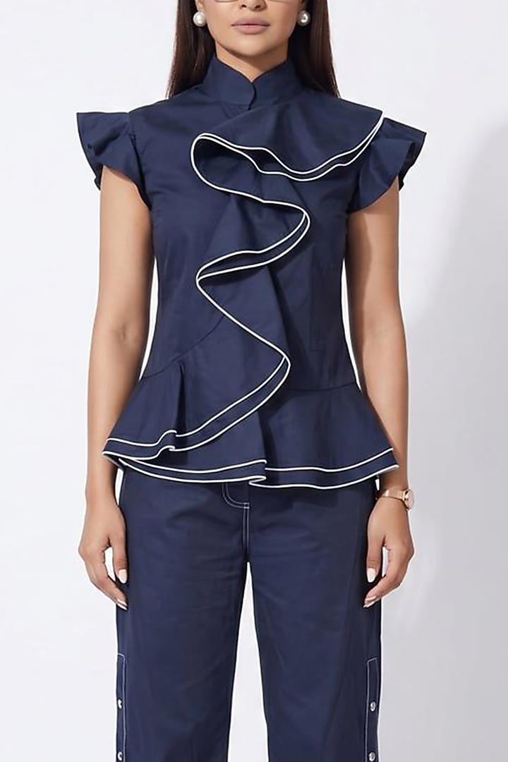 Navy Blue Cotton Co-Ord Set by Escape by Aishwarya at Pernia's Pop Up Shop