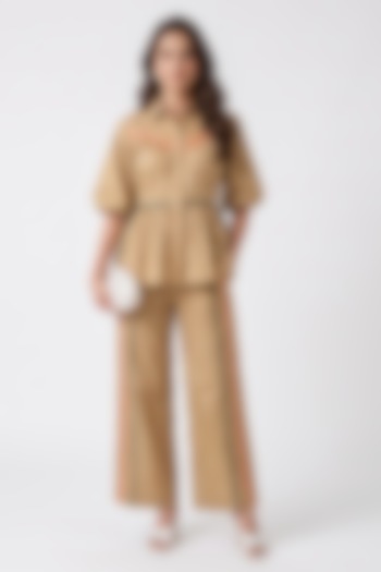 Beige Cotton Co-Ord Set by Escape by Aishwarya at Pernia's Pop Up Shop