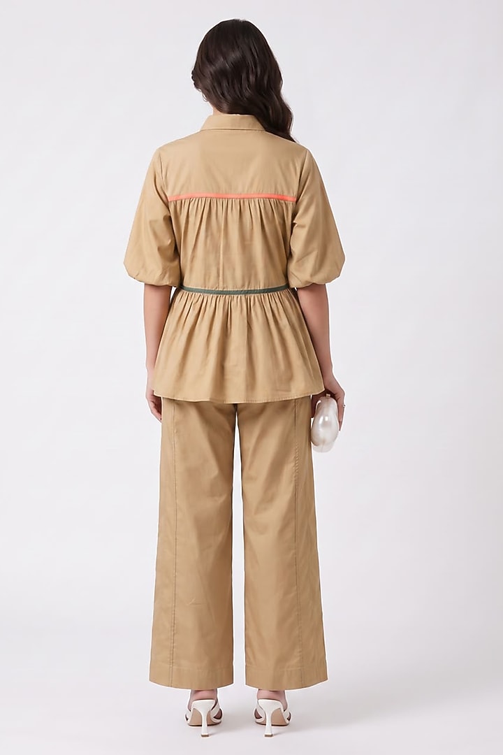 Beige Cotton Co-Ord Set by Escape by Aishwarya at Pernia's Pop Up Shop