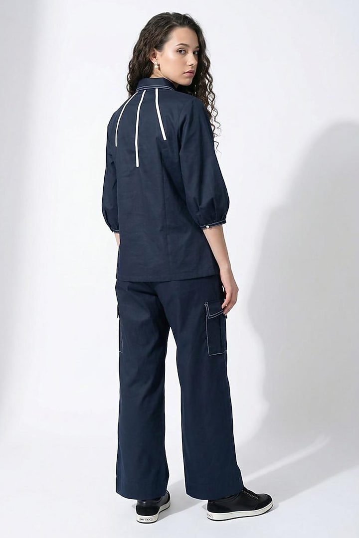 Navy Blue Cotton Co-Ord Set by Escape by Aishwarya at Pernia's Pop Up Shop