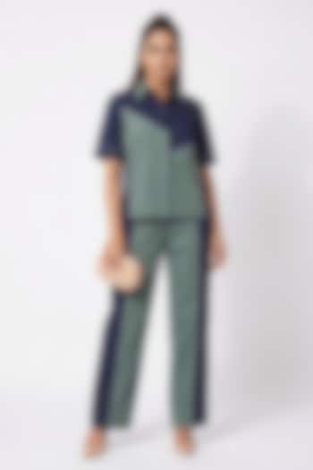 Navy Blue & Military Green Cotton Co-Ord Set by Escape by Aishwarya at Pernia's Pop Up Shop