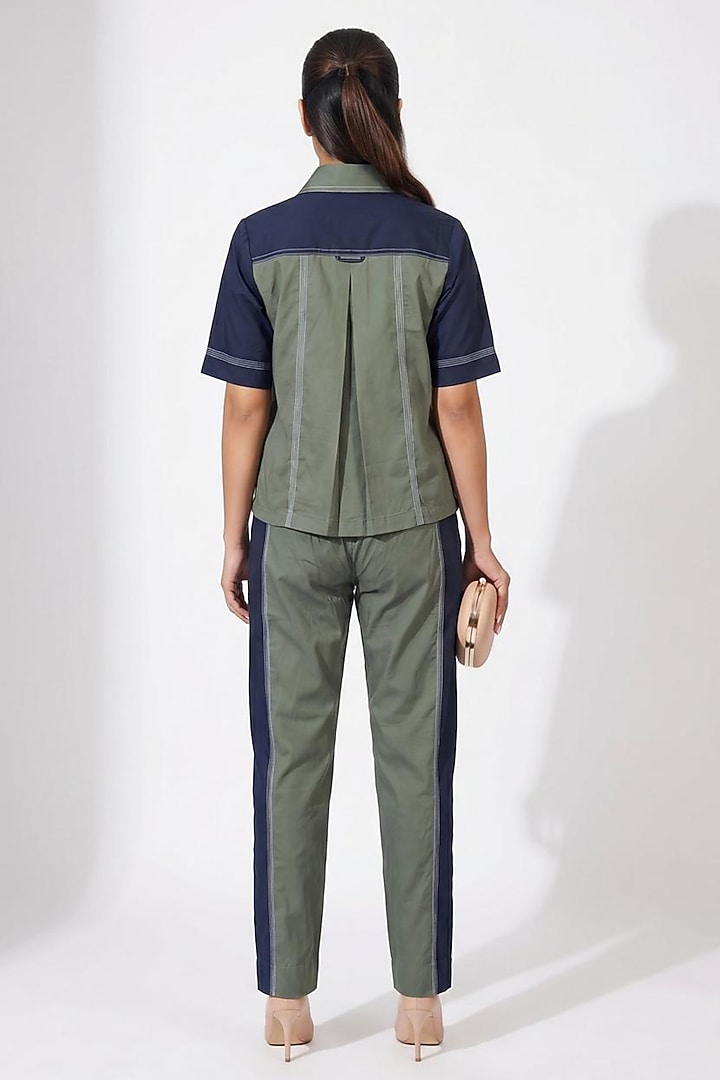 Navy Blue & Military Green Cotton Co-Ord Set by Escape by Aishwarya at Pernia's Pop Up Shop