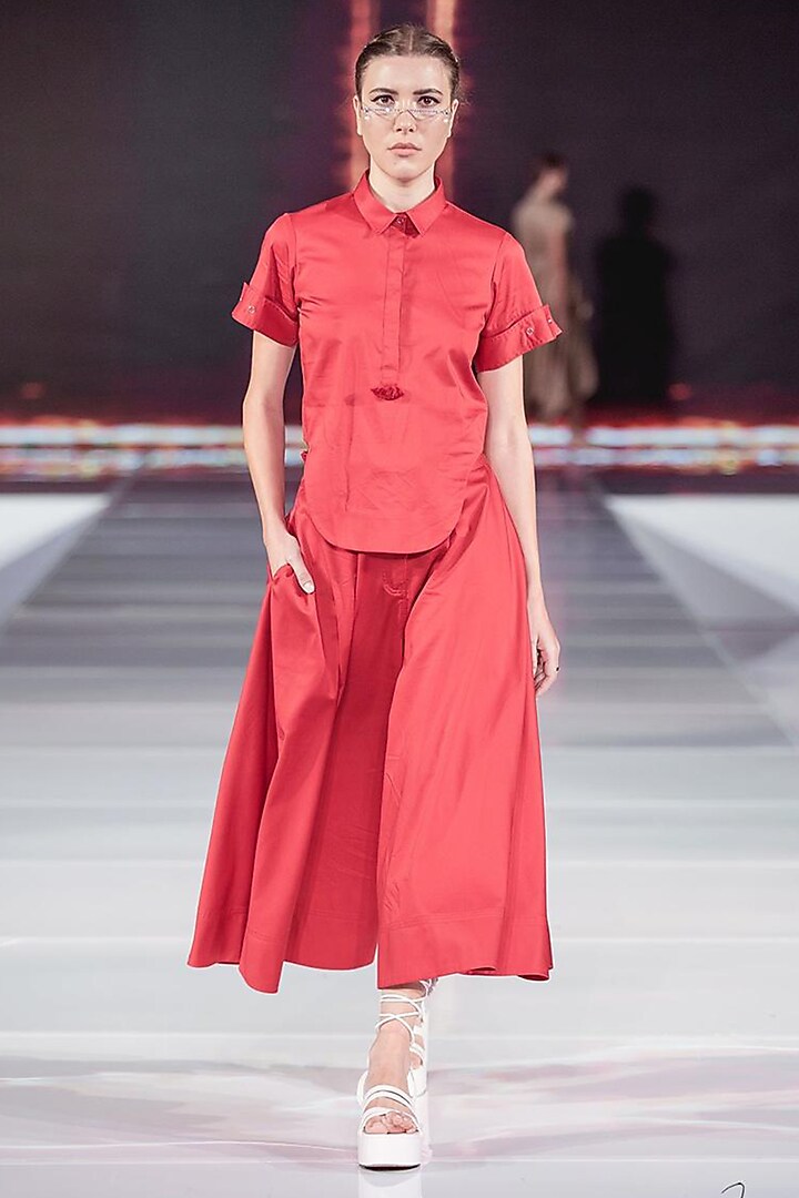 Red Cotton Skirt Set by Escape by Aishwarya at Pernia's Pop Up Shop