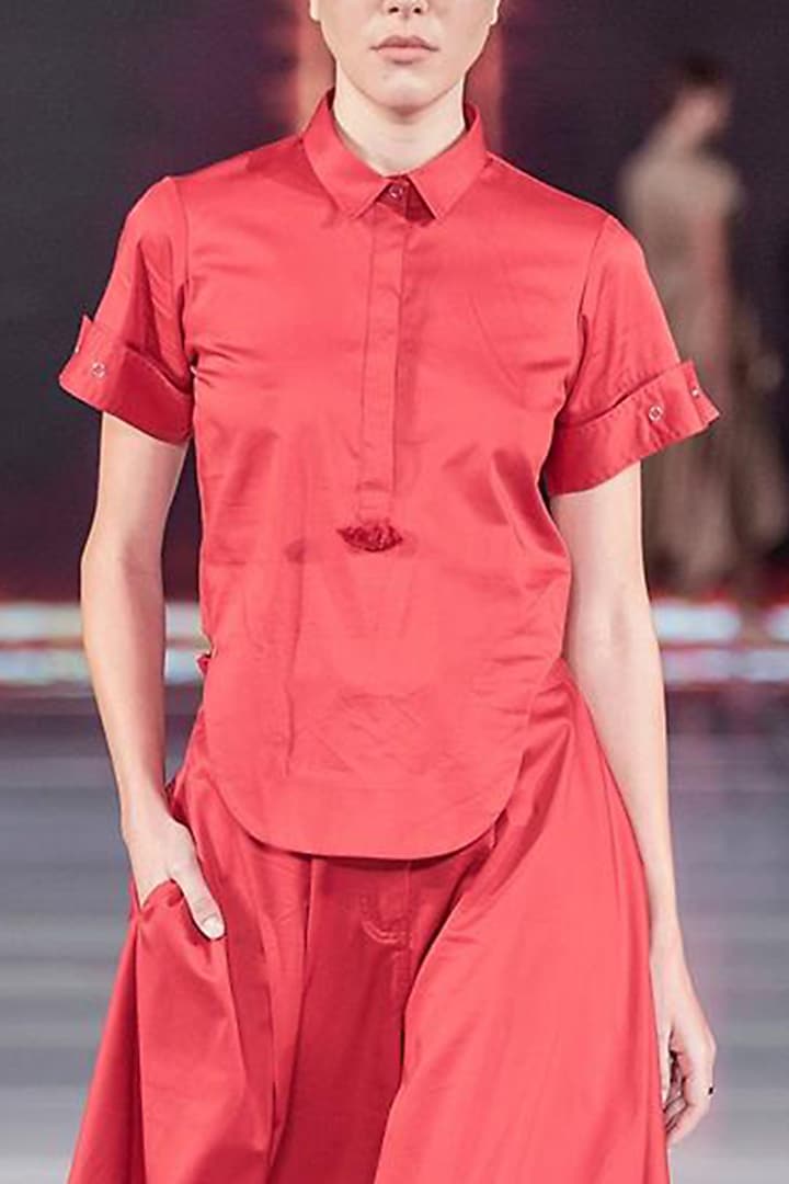 Red Cotton Skirt Set by Escape by Aishwarya at Pernia's Pop Up Shop