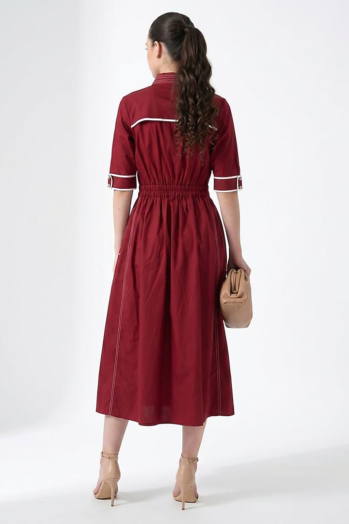 Maroon Cotton Midi Summer Dress by Escape by Aishwarya at Pernia's Pop Up Shop