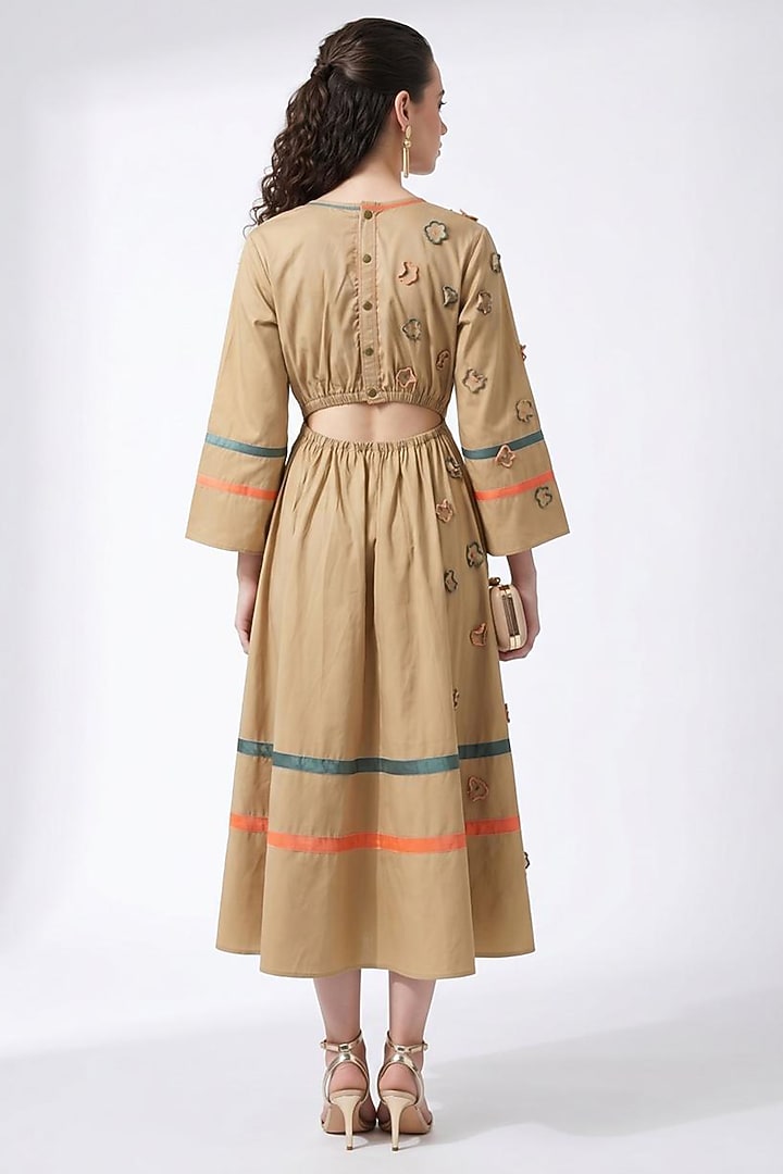 Beige Cotton Midi Summer Dress by Escape by Aishwarya at Pernia's Pop Up Shop