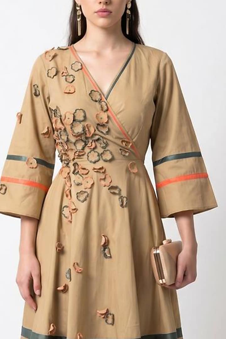 Beige Cotton Midi Summer Dress by Escape by Aishwarya at Pernia's Pop Up Shop