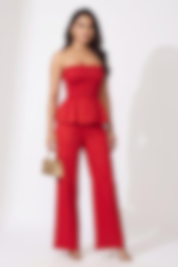 Red Cotton Co-Ord Set by Escape by Aishwarya at Pernia's Pop Up Shop