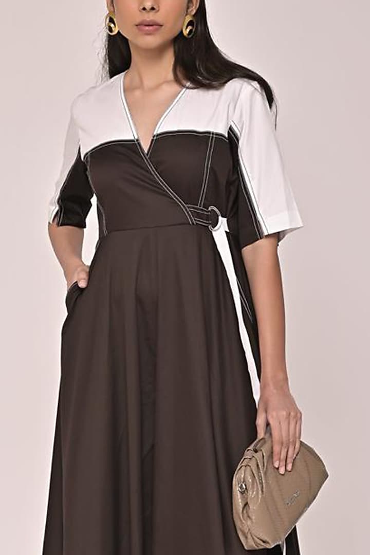 Coffee & White Cotton Jumpsuit by Escape by Aishwarya at Pernia's Pop Up Shop
