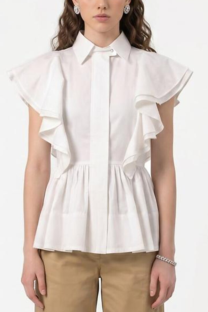White & Beige Cotton Co-Ord Set by Escape by Aishwarya at Pernia's Pop Up Shop