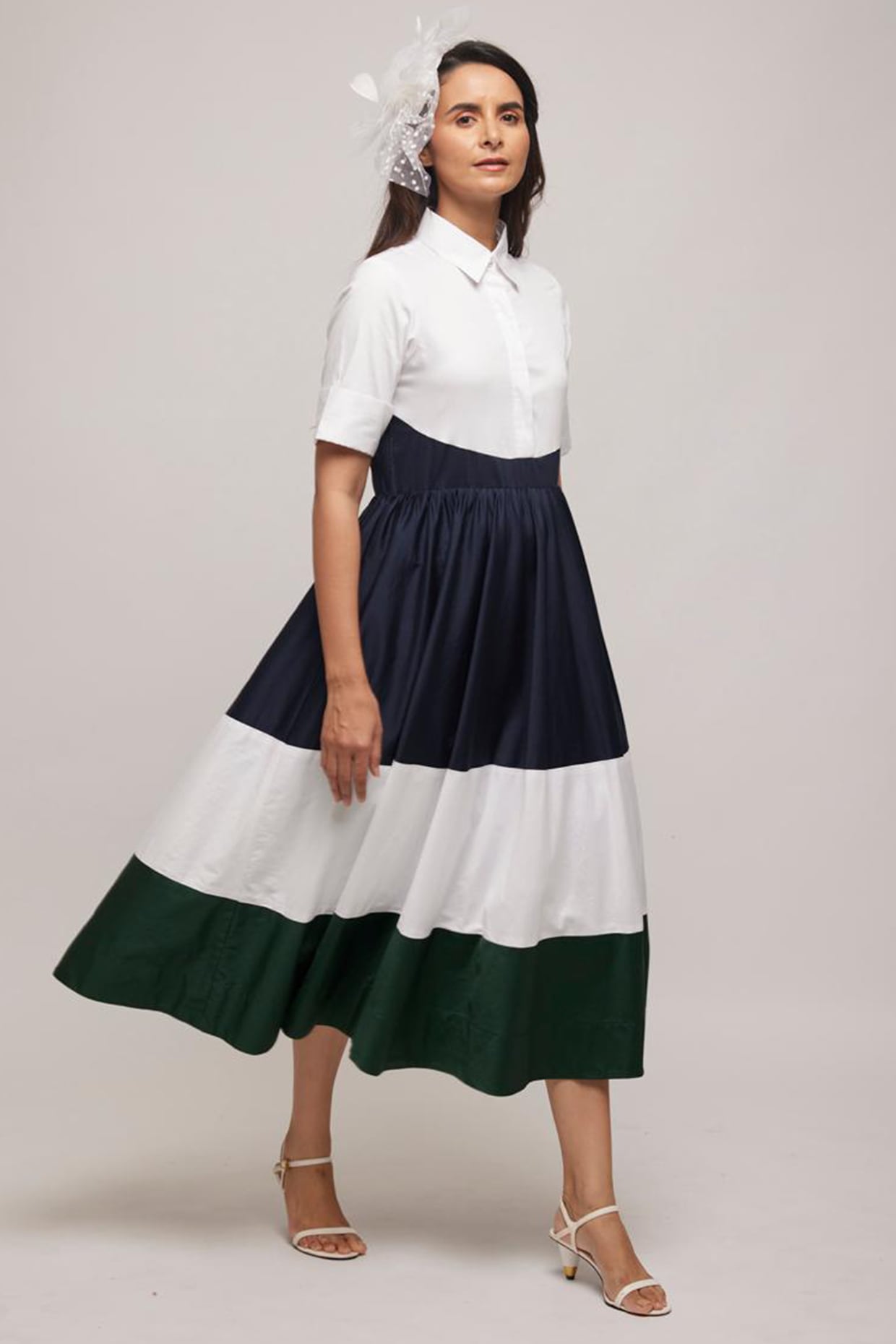 Escape by Aishwarya Multi-Colored Cotton Color-Blocked Dress
