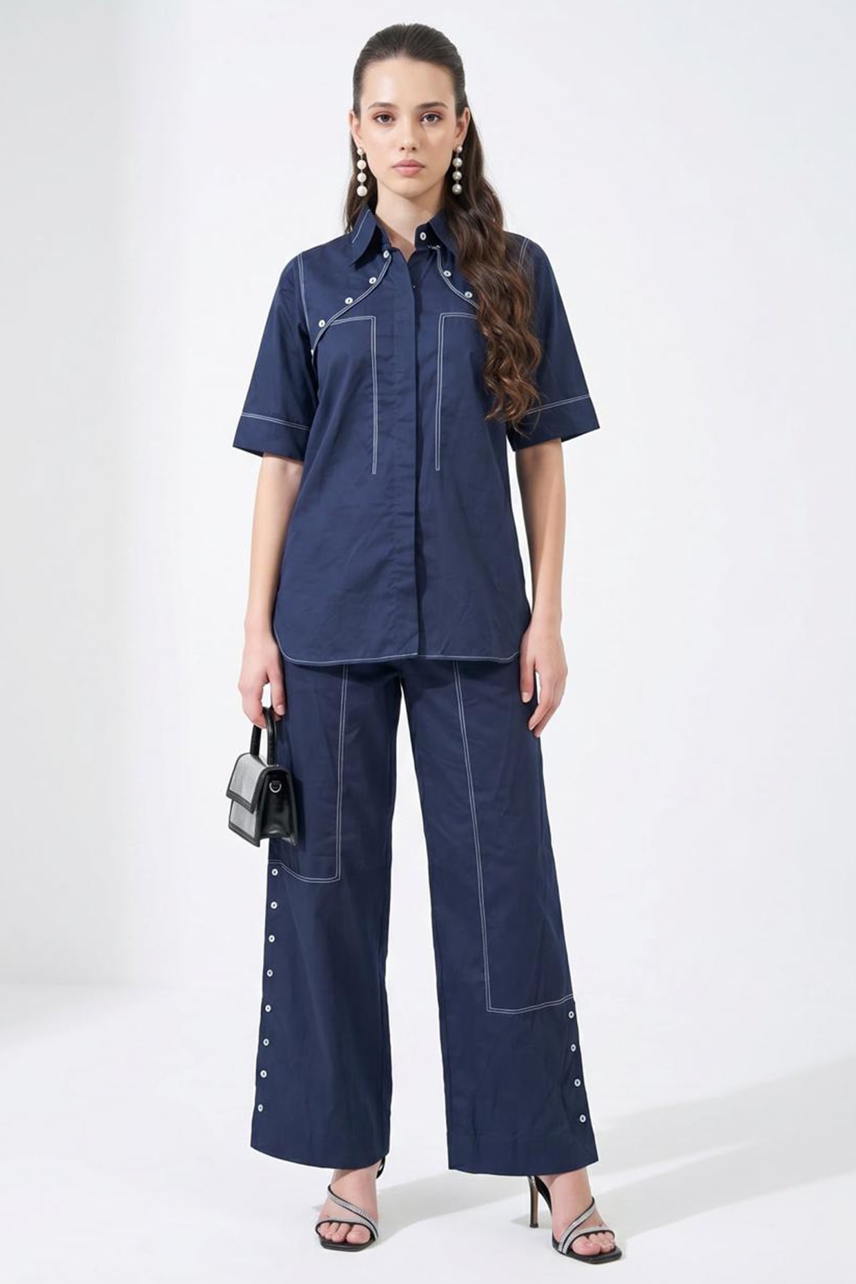 Escape by Aishwarya Navy Blue Cotton Co-Ord Set