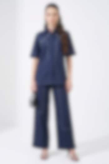 Navy Blue Cotton Co-Ord Set by Escape by Aishwarya at Pernia's Pop Up Shop