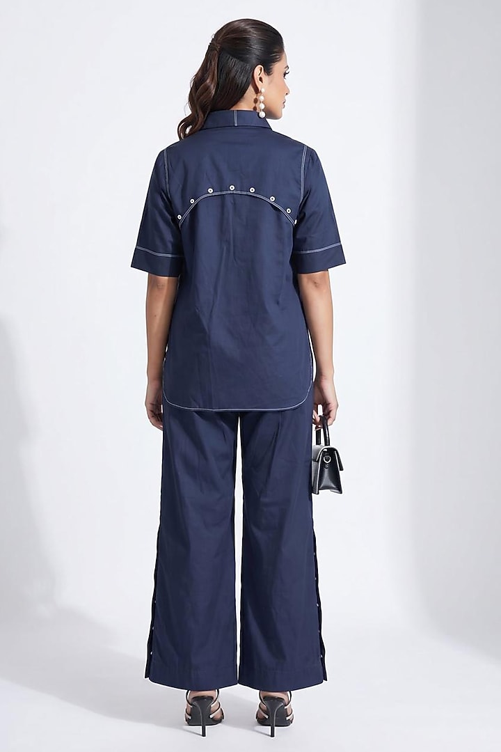 Navy Blue Cotton Co-Ord Set by Escape by Aishwarya at Pernia's Pop Up Shop
