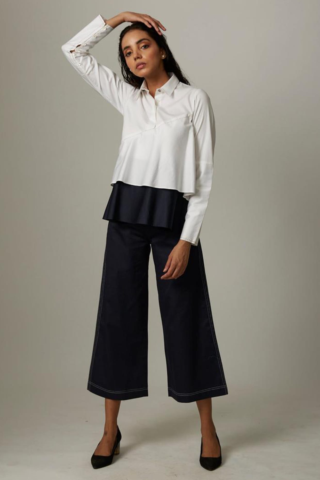 Escape by Aishwarya White & Black Cotton A-line Co-Ord Set
