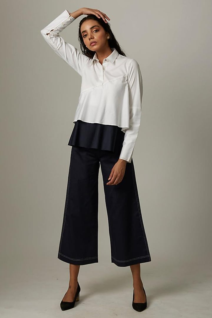 White & Black Cotton A-line Co-Ord Set by Escape by Aishwarya at Pernia's Pop Up Shop