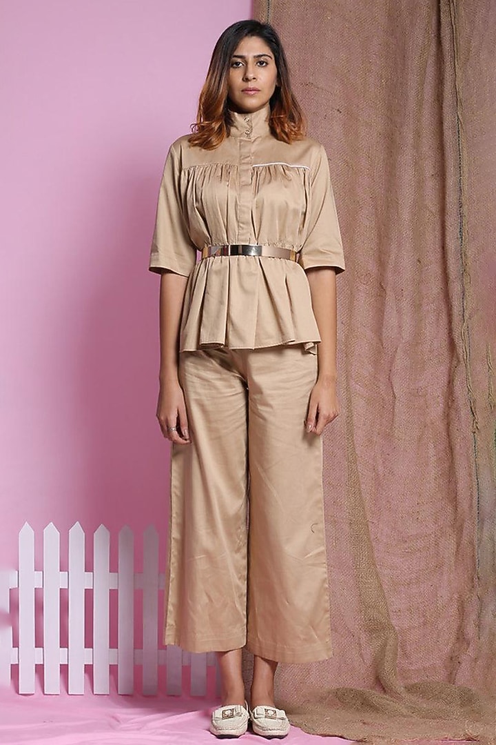Beige Cotton Co-Ord Set by Escape by Aishwarya at Pernia's Pop Up Shop