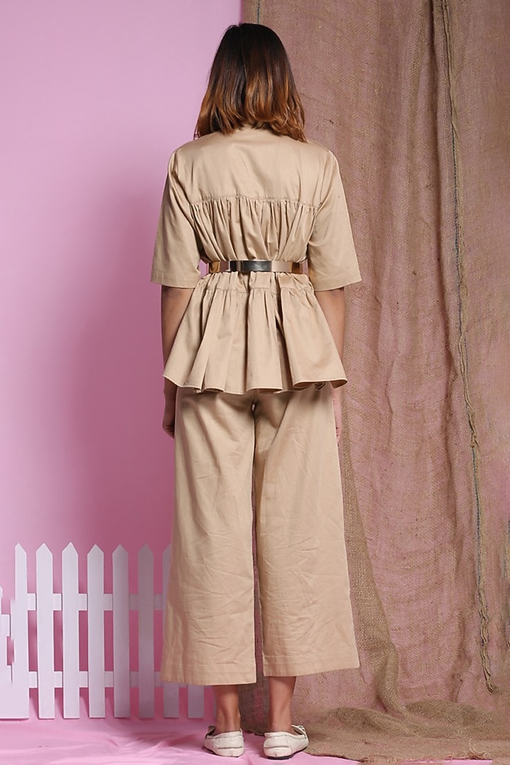 Beige Cotton Co-Ord Set by Escape by Aishwarya at Pernia's Pop Up Shop