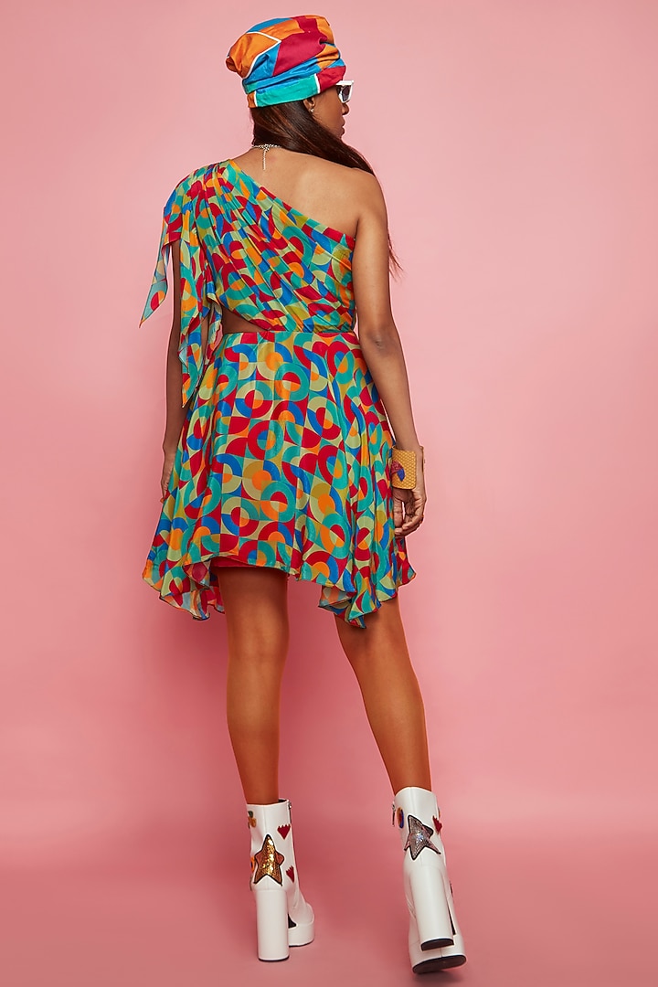 Multi-Colored Printed Mini Vacation Dress by Esha L Amin at Pernia's Pop Up Shop