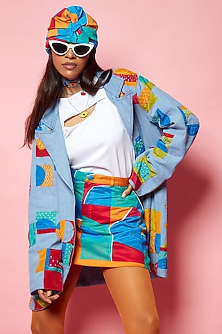 Blue Denim Jacket With Patchwork by Esha L Amin