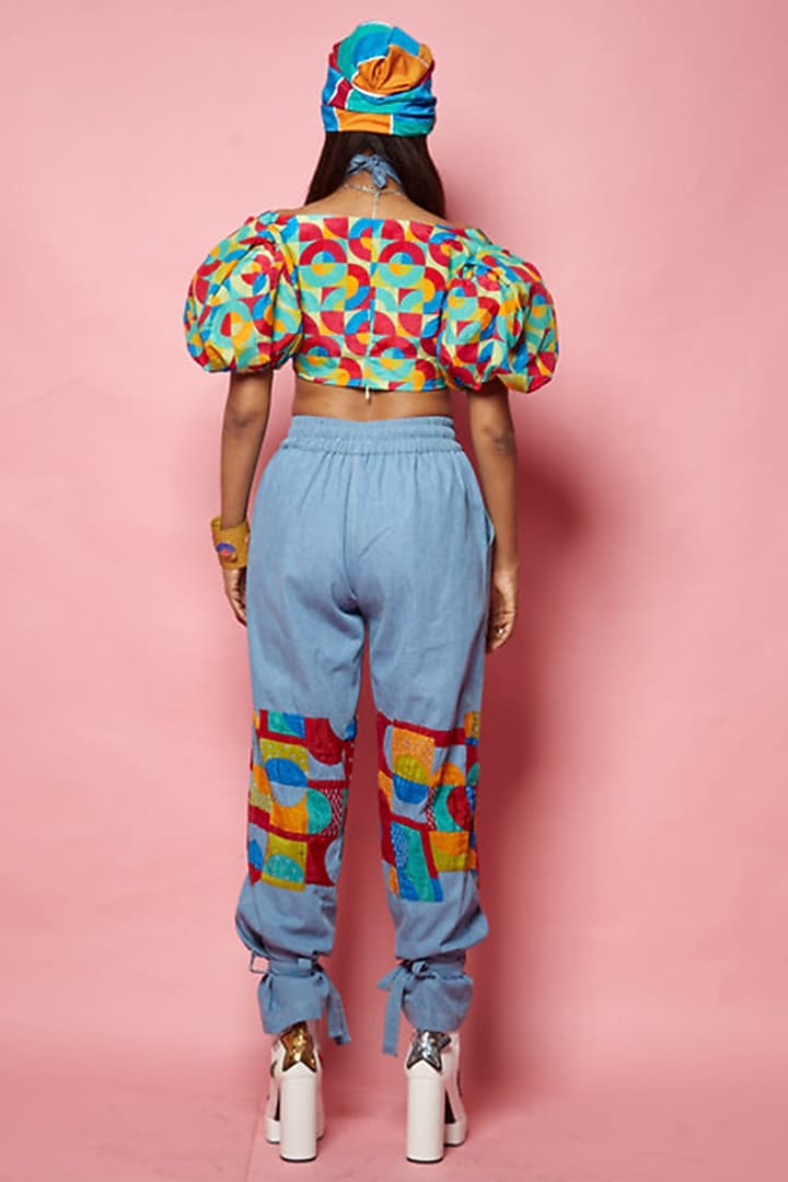 Multi-Colored Crepe Crop Top by Esha L Amin at Pernia's Pop Up Shop