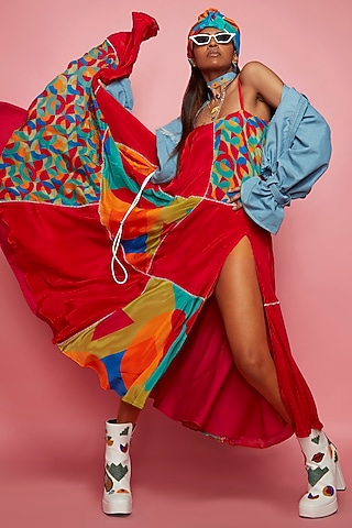Blue Denim Frayed Jacket by Esha L Amin